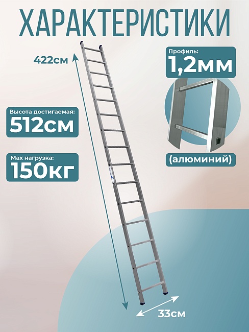 Лестница односекционная Alumet Ал 5115 фото 2