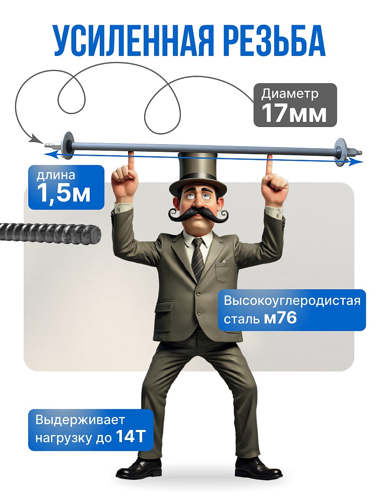 Винт стяжной для опалубки Промышленник холоднокатаный 1,5 м фото 3