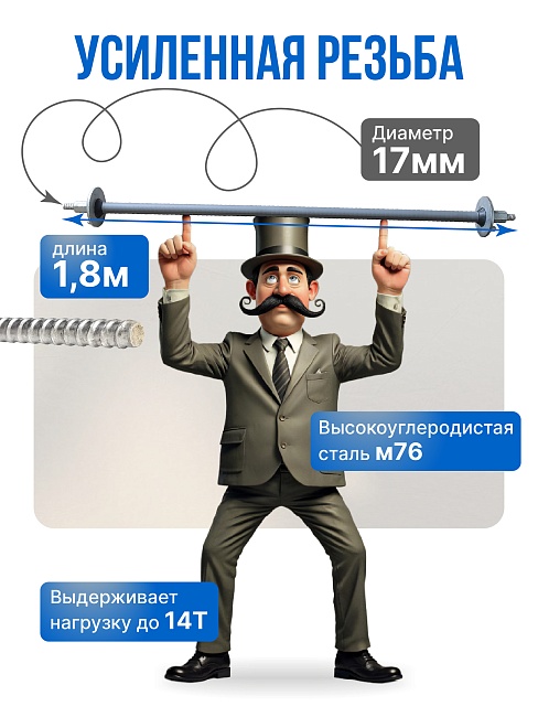 Винт стяжной для опалубки Промышленник холоднокатаный 1,8 м упаковка 10 шт. фото 3