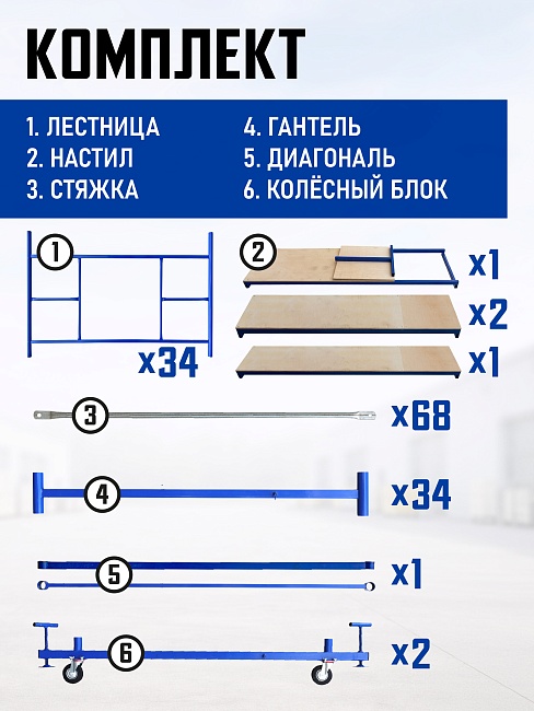 Вышка-тура Промышленник ВСП ПРОМ 2.0х2.0, 20.8 м фото 4