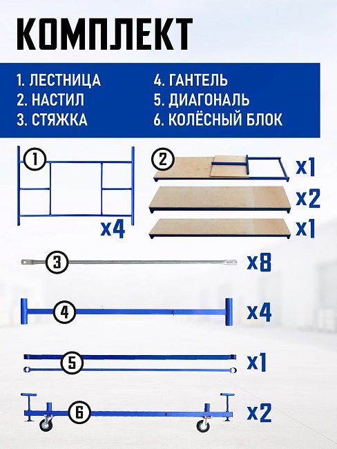 Вышка-тура Промышленник ВСП ПРОМ 2.0х2.0, 2.8 м фото 4